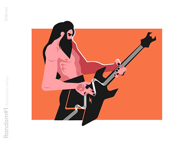 Artist playing on bass guitar illustration artist bass character flat guitar illustration kit8 man playing vector