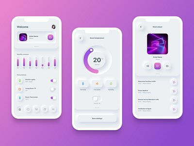 Neumorphic Smart Home neumorphic neumorphism smart home ui