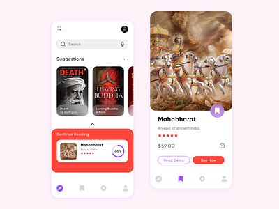 Book Reading App adobe illustrator adobe photoshop adobe xd app design brand design ui ui design user experience ux