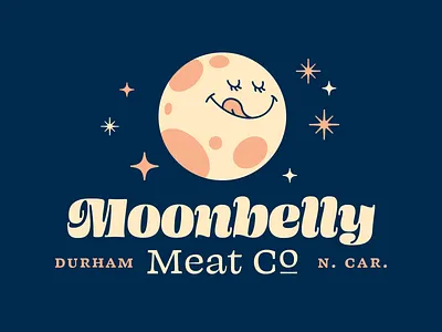 Moonbelly Meat Co. branding butcher character logo moon star