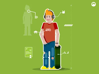 stagiaire charadesign flat design illustration mpparea playing card vector