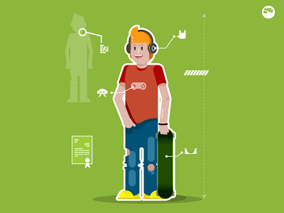 stagiaire charadesign flat design illustration mpparea playing card vector