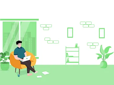 Work from Home coding covid 19 development epidamic freelance freelancing illustration isolation programming software stay at home vector working