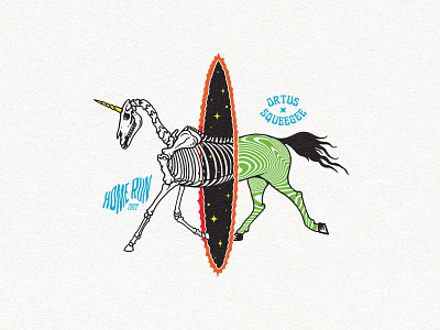 Home Run sticker abstract apparel horse illustration lsd portal skeleton skull space sticker unicorn