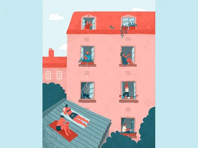 Lockdown Drawing art characterdesign confinement design drawing flat illustration illustrator lockdown photoshop summer