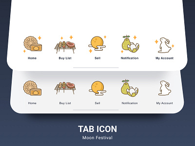 Moon Festival app festival app illustration mid autumn moon rabit tabsicons