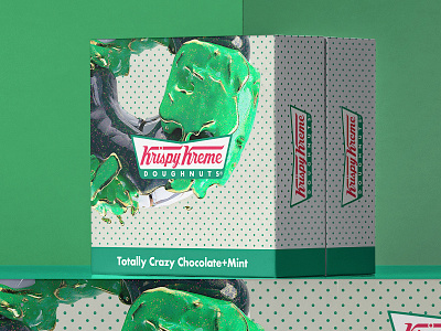 Totally Crazy Chocolate+Mint 🍩 3d 3d art c4d chocolate cinema 4d cinema4d concept donuts doughnut food krispy kreme mint octane packagedesign packaging surreal