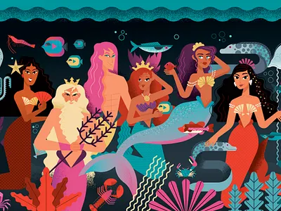 Mermaids beach design fish illustration illustration water mermaid sea seashell siren sirena undersea water