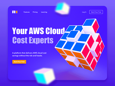 Cloud Cost Experts — Web Design 3d blender branding cgi clean colors design geometric geometry illustration landingpage minimalism render site typography ui uiux ux web website