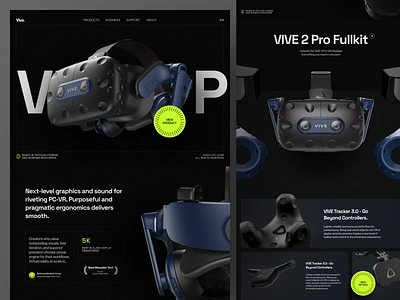 Vive - Product Website Concept ar artificial intelligence augmented reality case study dark design landing page product design technology ui unique selling point ux virtual reality vr web design website