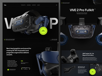 Vive - Product Website Concept ar artificial intelligence augmented reality case study dark design landing page product design technology ui unique selling point ux virtual reality vr web design website