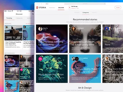 Storia.me Discovery Flow android blog blogging discover ios product design redesign social storytelling web
