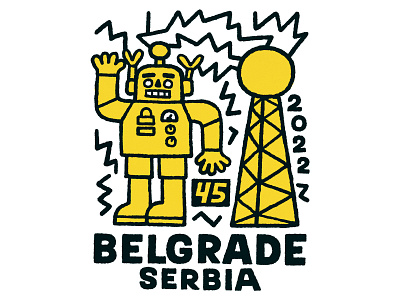 Belgrade Serbia belgrade cartoon cute design doodle electric evrone fun illustration japanese kawaii print robot serbia t shirt tesla typography ui