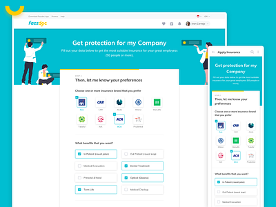 Apply Insurance Form for Fazzdoc doctor fazzdoc field form hospital illustration insurance medical responsive steps ui ux webdesign