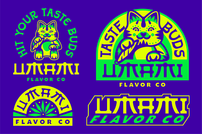 Umami Flavor Co Branding 02 badge branding cannabis identity illustration logo lucky cat type typography weed