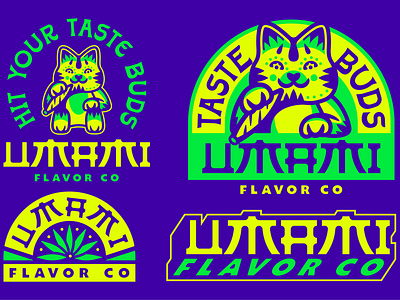 Umami Flavor Co Branding 02 badge branding cannabis identity illustration logo lucky cat type typography weed