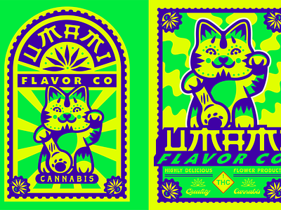 Umami Flavor Co Branding and packaging system acid badge branding cannabis identity illustration lucky cat packaging trippy typography umami weed