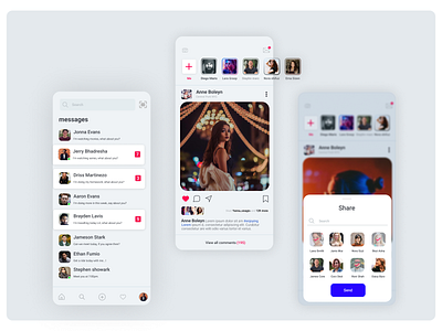 Social Media UI Kit app branding design figma figmadesign flat icon social app typography ui uiux