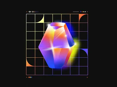 Citrine // XTAL Grid abstract asset branding crypto crystal geometric glow gradient grid illustration josh warren logo reflection retro symbol texture ui ux web web3