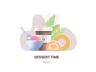 DESSERT TIME coffe concept design desserts donut icecream illustration