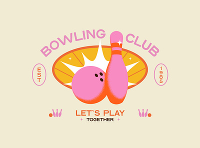 Bowling club ! art badge badge design badge logo ball bowling design graphicdesign graphisme hobbies illustration illustrations logo old school pink play retro typography work yellow