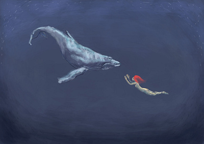 The Girl & The Whale acceptance art artinthetimeofcovid digital illustration emotive female artist female illustrator illustration illustrator love peace south africa