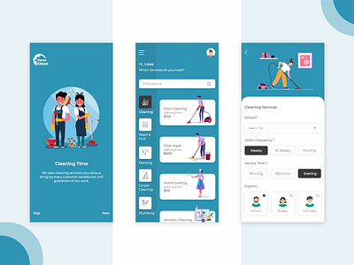 Home Clean App UI app app design branding clean cleaning company cleaning service design flat design freebie home home app home cleaning service service app trending trending ui ui uiux worker