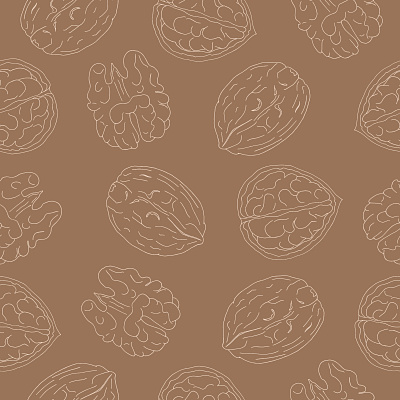 Walnut pattern design hand drawn natural organic outline pattern seamlesspattern vector walnut