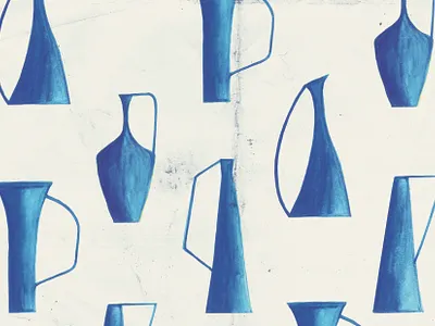 Blue Hand Painted Vases blue hand drawn illustration pattern pattern art pattern design vases watercolor painting watercolour painting
