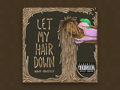 NAO Quelly Song Cover album cover fairytale hair hiphop illustration lettering music nao procreate rap rapper rapunzel song