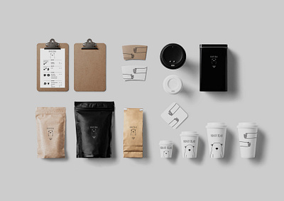 Huggy Bear Coffee bear brand brand design branding coffee coffee shop illustration illustrator logo photoshop