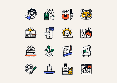 Lockdown icons animal crossing boyfriend cake cocktail cooking icon icon design illustration lineart morning pages nail art painting plants sunshine texture video call whiskey