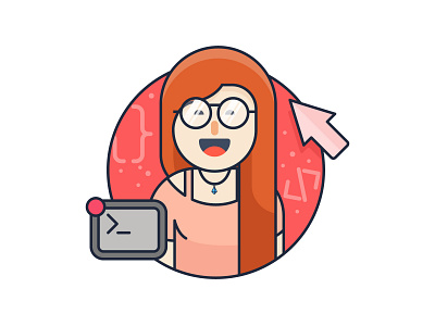 Programer Avatar Icon avatar coding design flat design glases icon illustration programer ui ux women