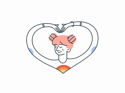 Breathe. after effects animation breath character gif girl girlpower hands illustration loop lottiefiles love motion selflove stroke vector women