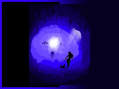 Deepest Sea 2d 2d art adobe photoshop blue cave deep design digital digital illustration digital painting digitalart highlight horizon illustration mermaid monochrome ocean paint purple shadow