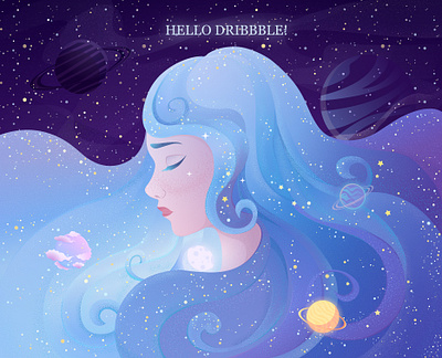 Hello Dribbble! hello dribbble illustration planet space universe vector vector artwork