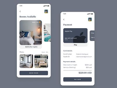 Hotel Booking App dailyui hotelapp mobileapp ui uidesign userexperience userinterface