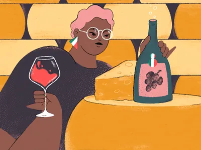 PUNCH article cheese digital digital art digital illustration drawing editorial illustration magazine photoshop procreate wine wine bottle woman