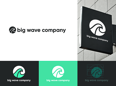 Big Wave Logo concept III black brand and identity brand identity branding design green logo logo grid negative space ocean wave