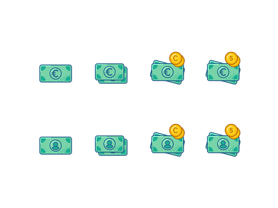 Collection of eur cash icons cash coin design echange eur euro figma icon icons money payment sketch ui vector