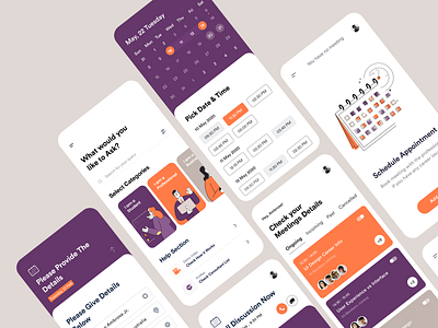 Mobile UI_ Day 1 book now booking branding calendar call clean design consulting app ios app mobile app mobile app design product design schedule time typogaphy ui ui design uiux user experience user interface ux