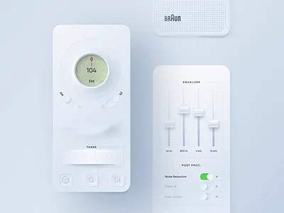 Radio Player App 🎛 | Neumorphic concept 3d animation app application broadcast app ios mobile app music app neomorphism neumorphic app neumorphism player radio radio player skeuomorphism sound switch toggle tuner ui waves