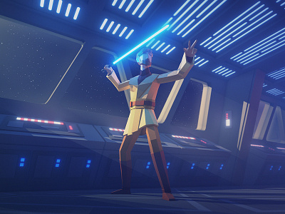 "Hello there" 3d character cinema 4d illustration lowpoly obi wan kenobi starwars