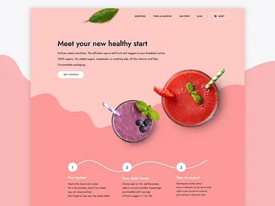 Smoothie design brand identity branding clean concept fonts fruits illustration interface landing organic pink smoothie ui ux vector vegan web
