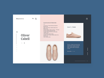 Oliver Cabell Product Showcase Concept design minimalist sneaker ui ux webdesign website