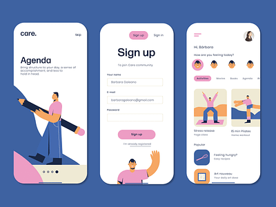 Care - Onboarding design home screen onboarding onboarding ui signup ui