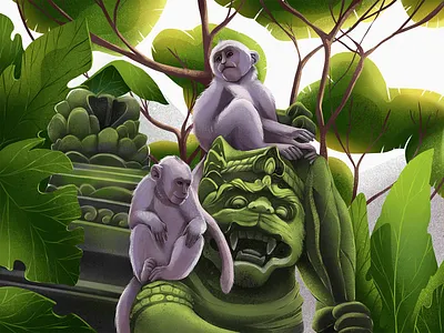 Thoughtful Monkeys Illustration animals asian character design design studio digital art digital artwork digital illustration digital painting graphic design illustration illustration art illustrations illustrator monkeys nature procreate thailand travel tropical