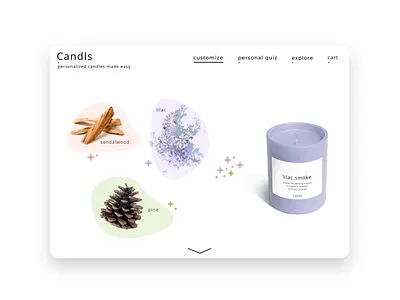 Daily UI 003 - Custom Candle Landing Page 100daysofui branding custom candles custom patterns custom ui custom ux daily 100 challenge daily ui 003 dailyui design landingpage merchandise minimal minimal ui product design ui uiux userexperience ux web