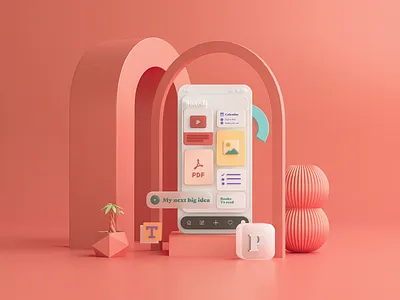 Pinote 3D illustration app c4d cinema4d concept design illustration ui userinterface ux