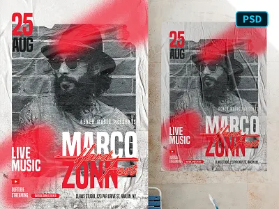 Artist Flyer Template Photoshop artist concert event flyer flyer template graphicriver hip hop music photoshop poster poster template urban
